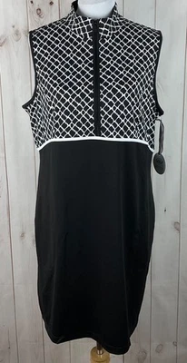 Zenergy Golf by Chico’s Kleid Damen 2 (L/12) schwarz weiß ärmellos Reißverschluss Stretch - Bild 1 von 4