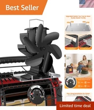 Versatile Heat Powered Wood Stove Fan with Overheating Protection - 6 Blades