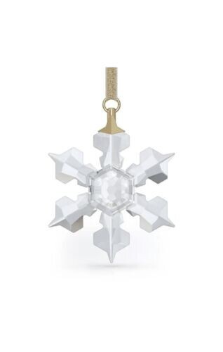 Swarovski Crystal Little Snowflake Ornament - Clear / Gold, 2022 NIB - Picture 1 of 1