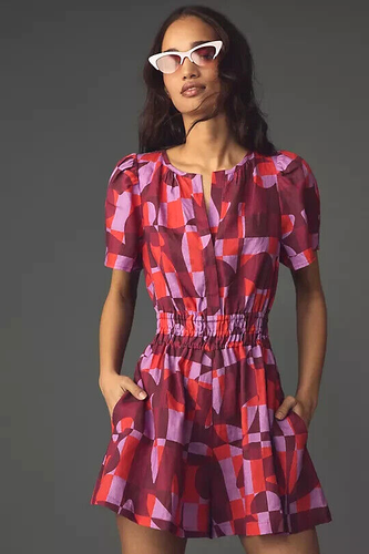 Anthropologie The Somerset Romper Linen Edition Purple Red Size XL NWT - Picture 1 of 6