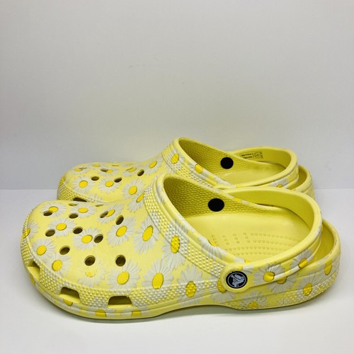 Crocs Classic Platform Daisy Flower Print Yellow Clogs Shoes Women Size 11 - Picture 7 of 15