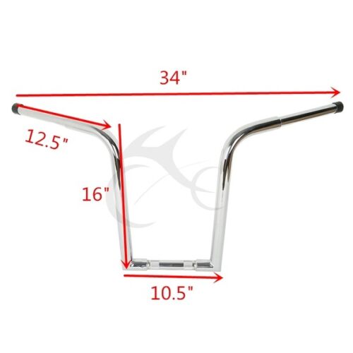 10" 12" 14" 16" Chrome 1-1/4" Ape Hanger Handlebar Bar Fit For Harley Sportster - Picture 8 of 14