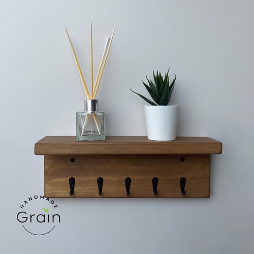 Key Holder Entryway Shelf, Wall Mounted Key Hooks, Floating shelf, Trinket Shelf - Picture 3 of 6