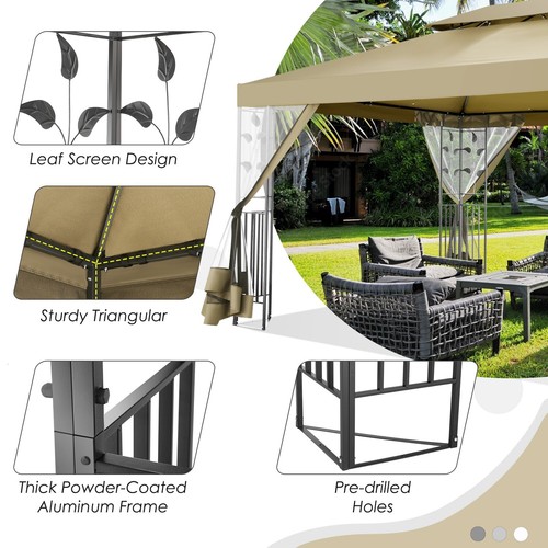 10'x13' Outdoor Instant Patio Canopy Tent 2 Tiered Gazebo with Mosquito Netting - Picture 25 of 36