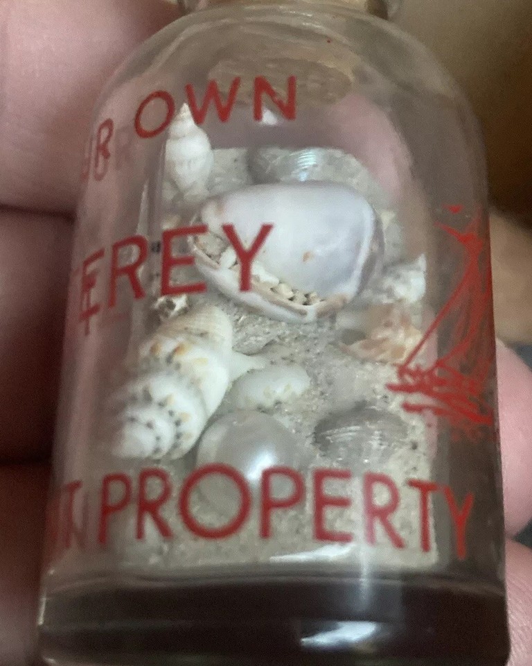 Mini Corked 3” Glass Jug Bottle Sand Seashells Beach Front Property