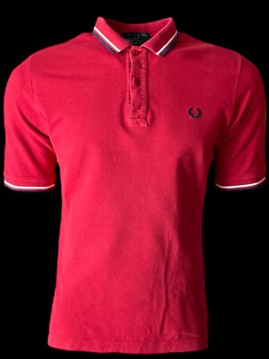 Fred Perry Men's Casual Polo Shirt Red Limited Mod. Combed cotton 9572 size M