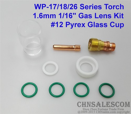 Kit de copa Pyrex de 9 piezas para antorcha de soldadura TIG #12 para Tig WP-17/18/26 - Imagen 10 de 12