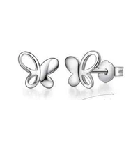 925 Sterling Silver Plain Animal Butterfly Stud Earrings Gift K37A