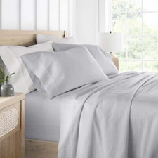 Noble Linens 300 Thread Count 4 Piece Cotton Sheet Set in Light Gray, Queen Soft