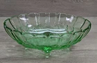 Vtg Indiana Glass Footed Oval Scallop Rim Harvest Fruit Bowl 12"  Light Green