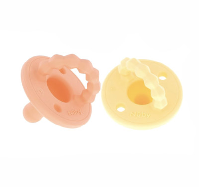 Nuby Softees Pacifier and Teether 2-Pack Size 0+ Months Yellow and Orange