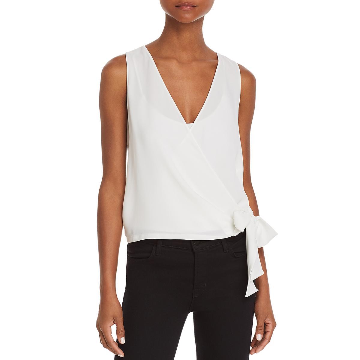 Женская белая прозрачная блузка без рукавов с запахом спереди и узлом Aqua M BHFO 6138