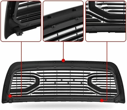 Front Shell Grille for 2013 2018 RAM 1500 (W/ACCES) Matte Black Big ...