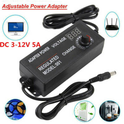 3/5A 60/72W Voltage Variable Adjustable AC/DC Power LCD Display Supply Adapter R