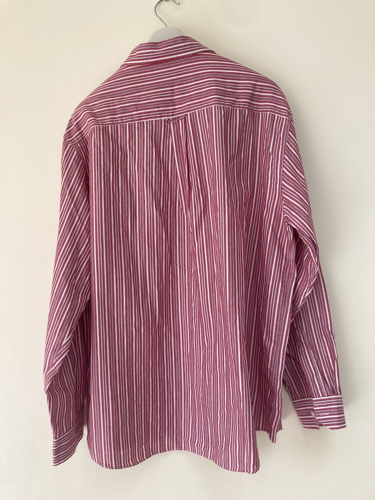 Mens Matalan Red Striped Shirt Long Sleeved Shirt Size XL 100 Cotton