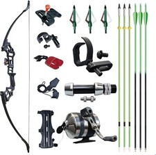 40-50lbs Bowfishing Bow Arrow Combo Kit Reel Fish Recurve Set Adults Beginner