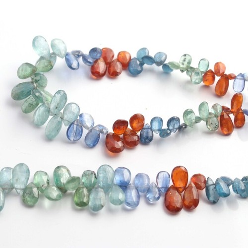 1 Strand Best Quality Multi Kyanite Briolette, Pear Faceted Beads, 10 Inches - Picture 3 of 4