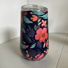 Members Mark 16 oz Stainless Blue Floral Print Tumbler with Lid