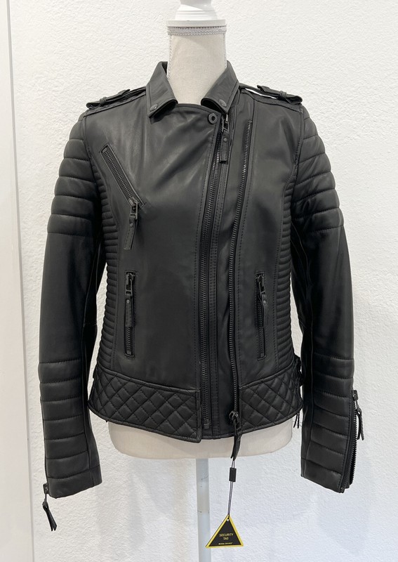 BODA SKINS Kay Michaels Original Onyx Leather Moto Jacket - Black/Sz 6