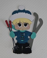 Skiing Boy Blonde Hair. Scrapbook, Card Making Paper Piecing