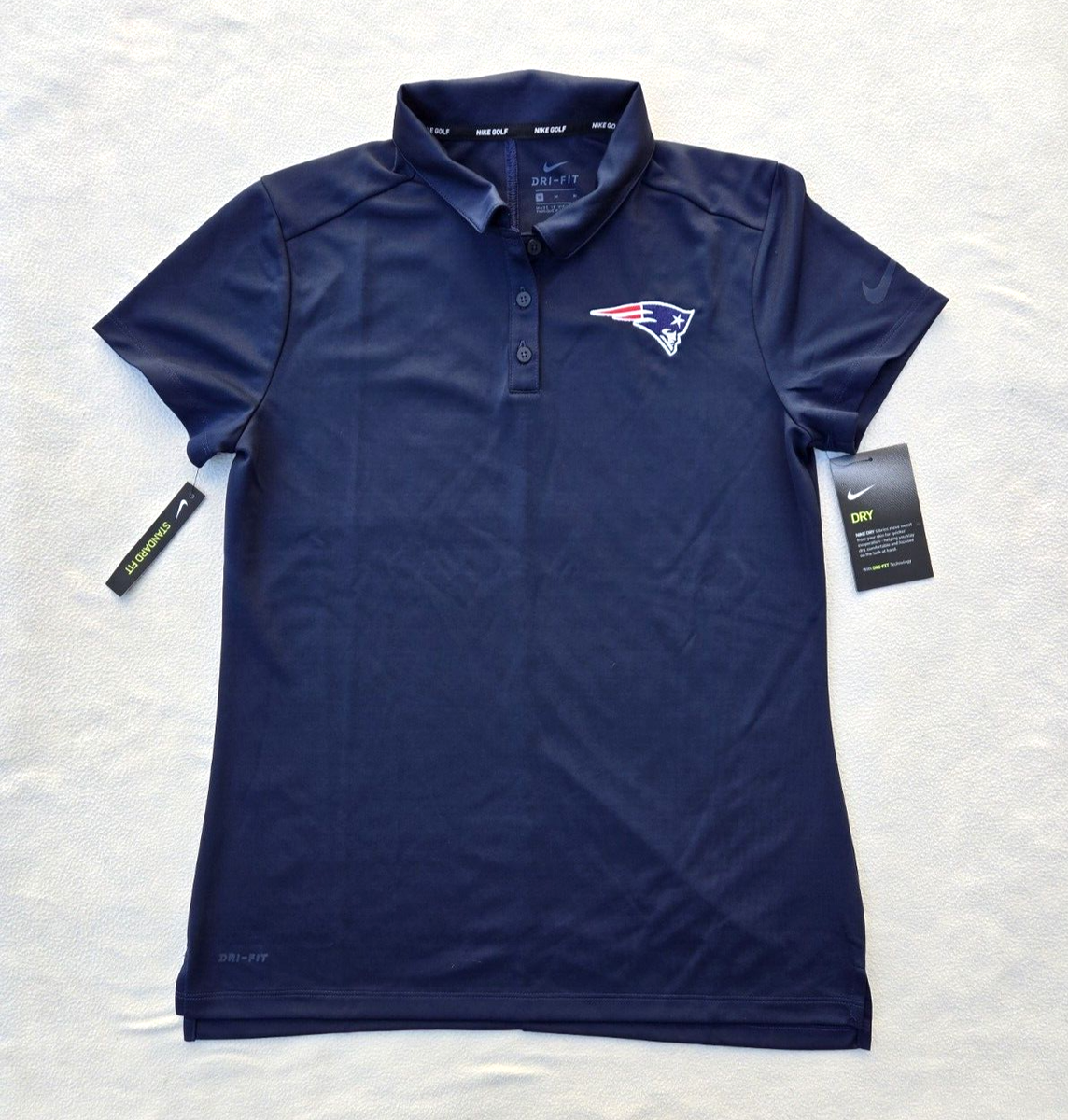 Nike Polo Women’s Medium Navy Blue Dri- Fit New England Patriots Golf Polo  NWT