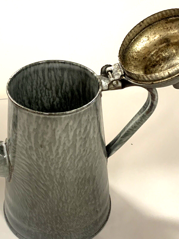 Antique Gray Graniteware Cowboy Chuck Wagon Coffee Pot Old Farmhouse