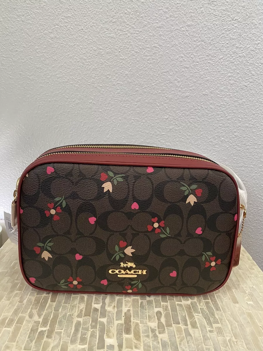 Coach Jes Crossbody In Signature Canvas With Heart Petal Print Gold/Brown  Multi