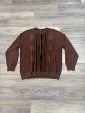 Tosani Canada Sweater Men’s Sz XL Brown Vtg 80s 90s 3D Knit Dad Grandpacore