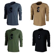 Hommes Armée Tactique Haut T-Shirt Long Décontracté Manche Militaire Sport Plein