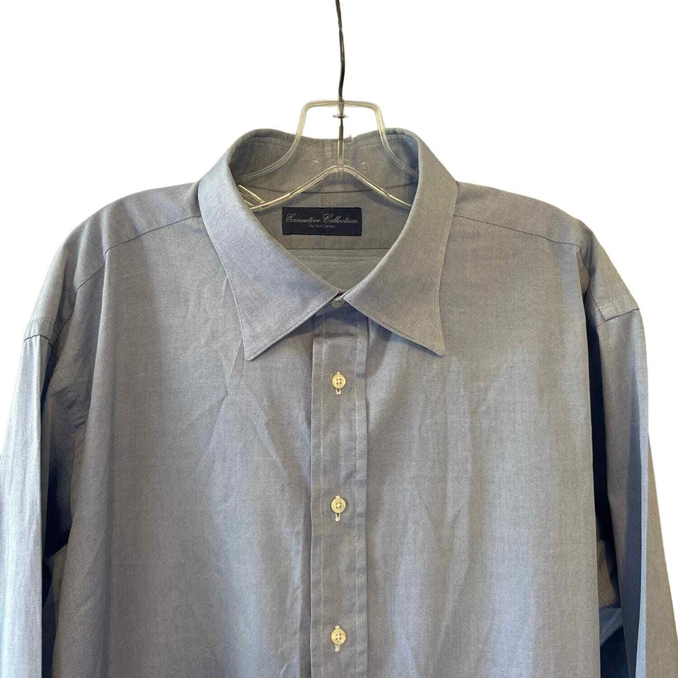 Executive Collection by Tom James Blue Pinpoint Oxford Custom Shirt - Image 2 of 4