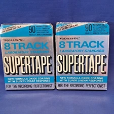 Lot 2 REALISTIC Supertape 8 TRACK Blank Tapes 90 Minute Recording Cartridge