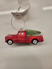 Glass Ornament Truck bristle brush tree vintage style retro Primatives by Kathy.
