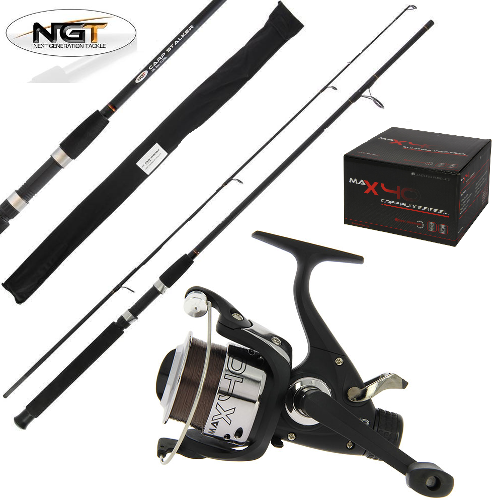 CARP STALKER 8FT FISHING ROD MAX 40 CARP RUNNER REEL NGT CARP STALKING  COMBO