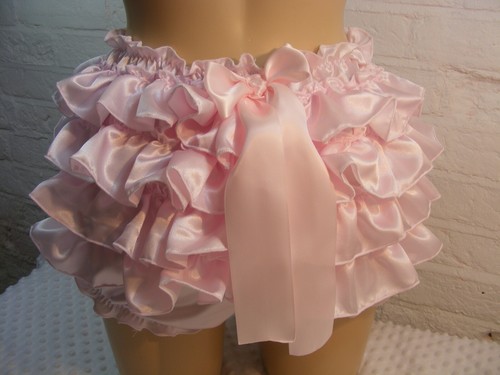 ADULT BABY SISSY PINK SATIN ALLROUND DIAPER COVER PANTIES BLOOMERS LINGERIE - Picture 3 of 7