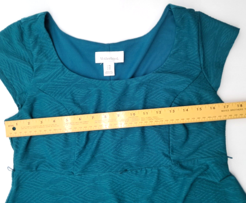 Motherhood Babydoll Maternity Dress Size M Teal A-line Cap Sleeve Empire Waist - Picture 6 of 8