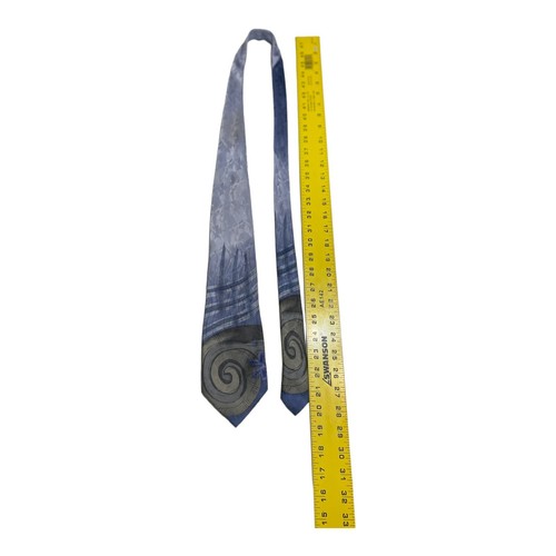 Corbata de cuello J. GARCIA SNAIL GARDEN COLLECTION CATORCE para hombre 100 % seda AZUL GRIS - Imagen 11 de 14