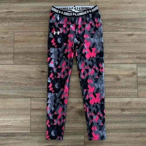 Under Armour Heat Gear Leggings, Geometric Design Size Girls Youth Large - Picture 5 of 15