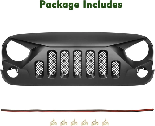 ABS Front Grill Bumper Hood Mesh Grille Grid For Jeep Wrangler JK JKU 2007-2018 - Photo 12/12