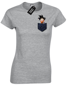GOTEN GOKU POCKET LADIES T-SHIRT DRAGON 