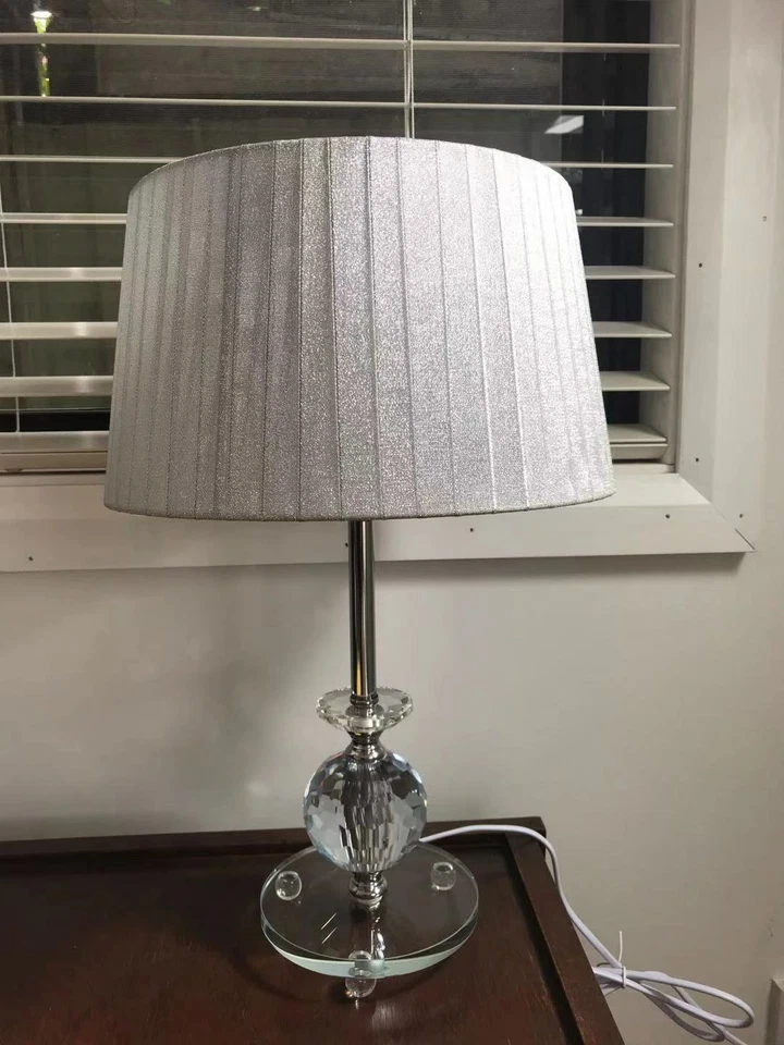 PAIR of NEW Bedside Table LAMPS with CRYSTALS on STEM - image 4 of 4
