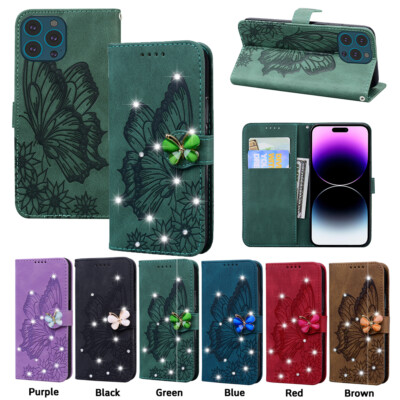 Magnetic Diamond Leather Flip Card Wallet Case For i Phone 17 Pro 16 15 14 13 7