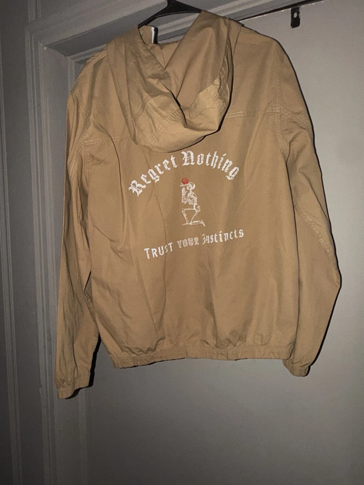 Cactus Man Men's Beige Full Zip Jacket Stand-Up Collar Logo Regular Fit L 42 image 3