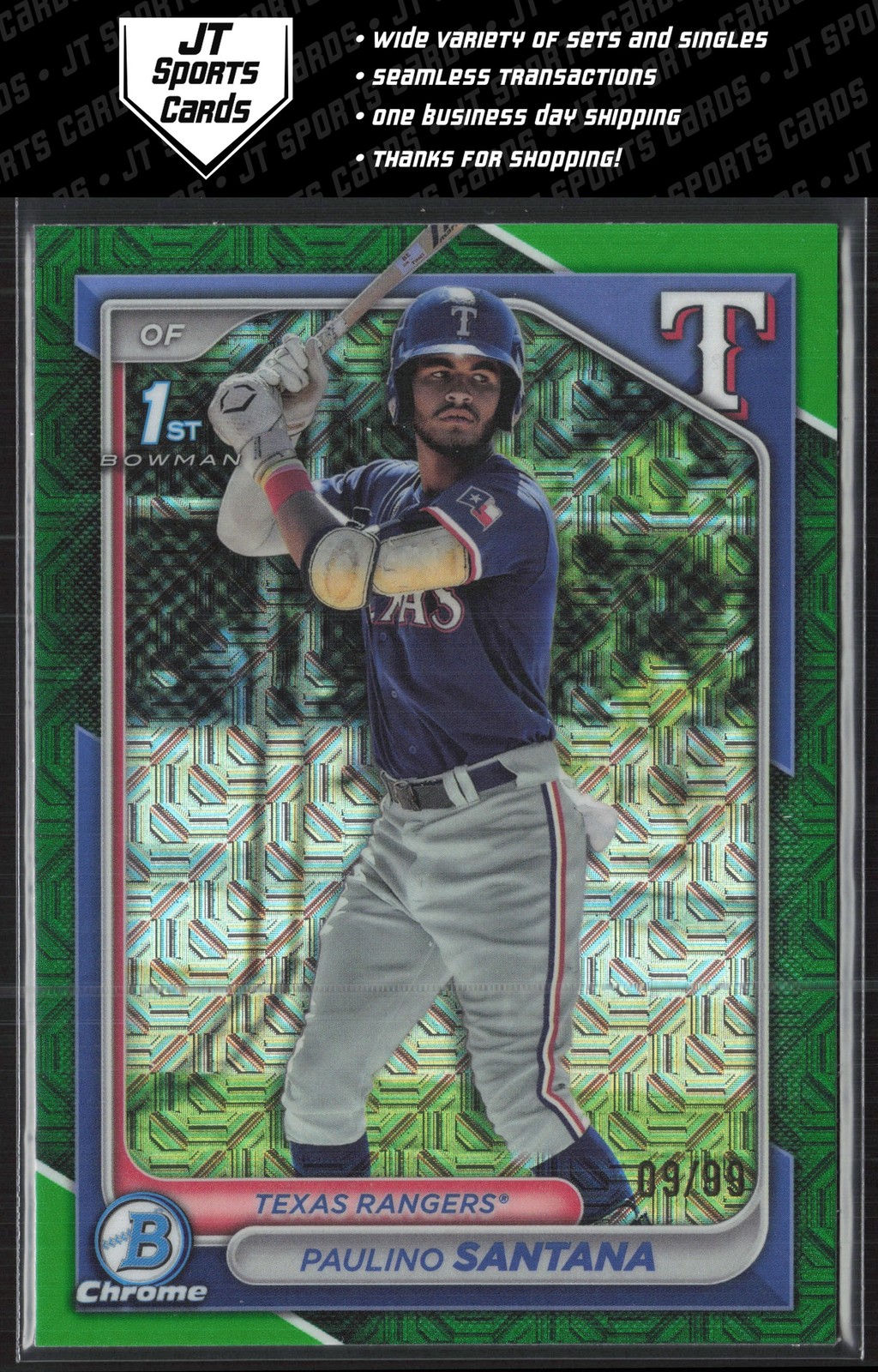 2024 Bowman Chrome Paulino Santana BCP-245 1st Green Mojo Refractor /99
