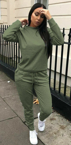 Ladies Long Sleeve Plain Lounge Wear Set Casual Comfy Two Piece Womens Tracksuit - Picture 2 of 5