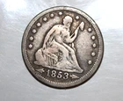 1853 Silver Seated Liberty Quarter with Date Arrows and Rays, No Motto