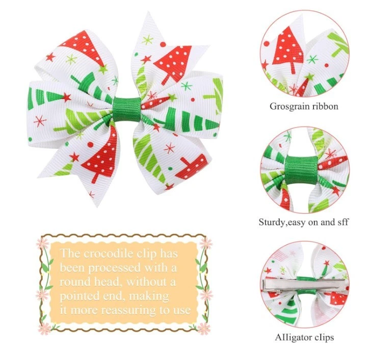 6 Pack 3 Hair Bows for Girls – Grosgrain Pinwheel Clips - Image 3 of 4