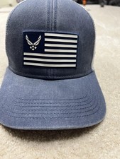 US Air Force Hat Cap Snap Back Navy White Trucker Mesh Flag Patch Mens
