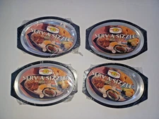 Vintage Nordic Ware Serv-A-Sizzle Aluminum Platter with Holder Set Of 4 NEW