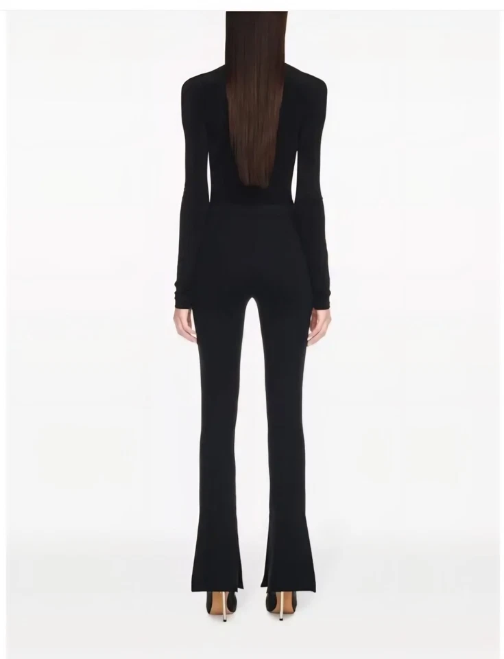 Off-White Crepe Jersey Split Leggings / Split-Hem Flared Pants NWT $745 Size 6-8 - Image 3 of 4