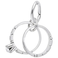 Sterling Silver Wedding Rings Charm - 13mm x 11mm